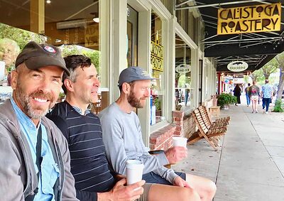 Three guys on bench